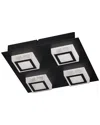 Eglo Masiano 4 Light Integrated Led Ceiling/wall Light With Black Finish & White Shades