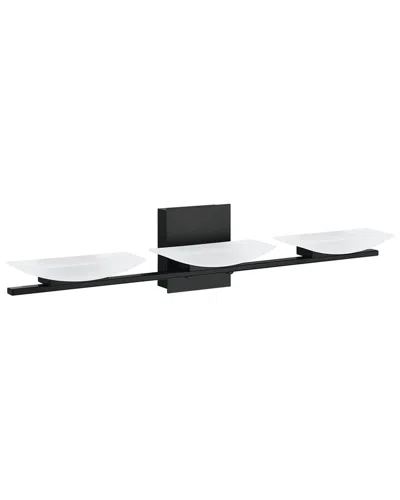 Eglo Metrass 3 Light Integrated Led Bath/vanity Light With Matte Black Finish & Satin Shade