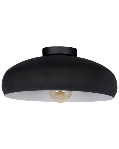 Eglo Mogano 1 Light Metal Dome Ceiling Light Black With White Interior Finish