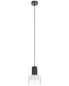 Eglo Molineros 1 Light Mini Pendant With Black Finish & White Interior & Clear Outer Glass Shade