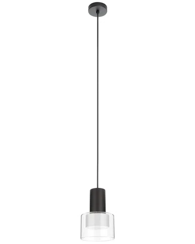 Eglo Molineros 1 Light Mini Pendant With Black Finish & White Interior & Clear Outer Glass Shade