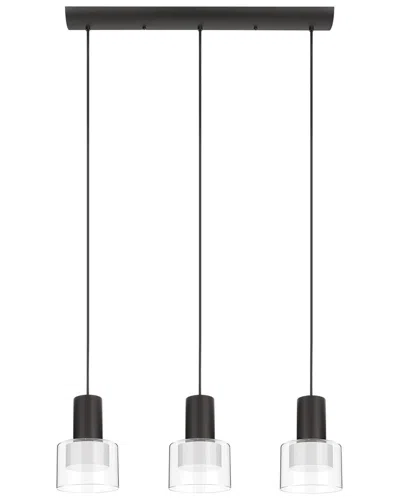 EGLO EGLO MOLINEROS 3 LIGHT LINEAR PENDANT WITH BLACK FINISH & WHITE INTERIOR & CLEAR OUTER GLASS SHADE