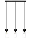 EGLO EGLO MONTEY 3 LIGHT LINEAR PENADANT WITH MATTE BLACK FINISH & CLEAR GLASS SHADES