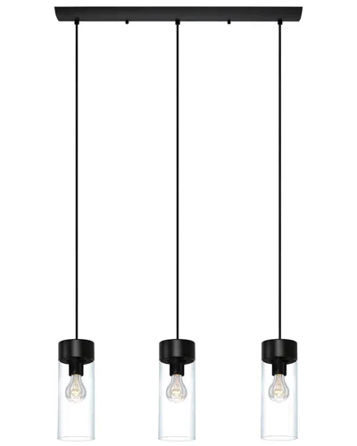 Eglo Montey 3 Light Linear Penadant With Matte Black Finish & Clear Glass Shades