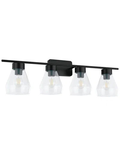 Eglo Montey 4 Light Bath/vanity Light With Matte Black Finish & Clear Glass Shades
