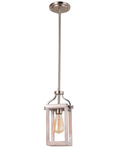 Eglo Montrose 1 Light Mini Pendant With Acacia Wood & Brushed Nickel Finish