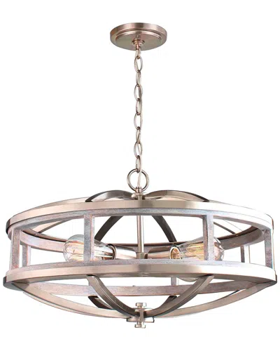 Eglo Montrose 4 Light Chandelier With Acacia Wood & Brushed Nickel Finish