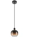 Eglo Oilella 1 Light Pendant With Black Finish & Vaporized Amber Glass Shade