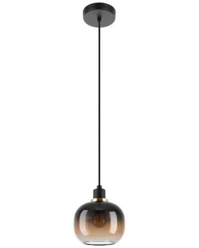 Eglo Oilella 1 Light Pendant With Black Finish & Vaporized Amber Glass Shade