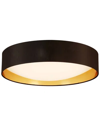 Eglo Orme Integrated Led 20 Ceiling Light With Black & Gold Fabric Shade With White Acrylic Diffuser
