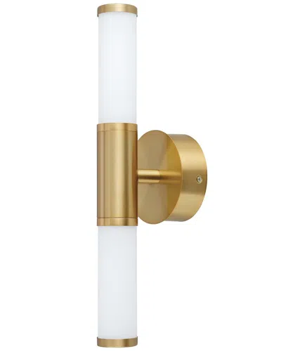Eglo Palmera 2 Light Integrated Led Bath/vanity Light With Brushed Gold Finish & White Glass Shades