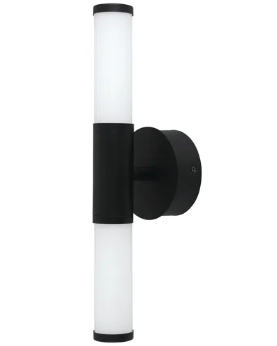 Eglo Palmera 2 Light Integrated Led Bath/vanity Light With Matte Black Finish & White Glass Shades