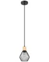 EGLO EGLO PALMORLA 1 LIGHT OPEN FRAME METAL PENDANT WITH STRUCTURED BLACK FINISH & WOOD ACCENT