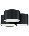 Eglo Pastore 3 Light Ceiling Light With Black Fnish & Black & White Fabric Shades