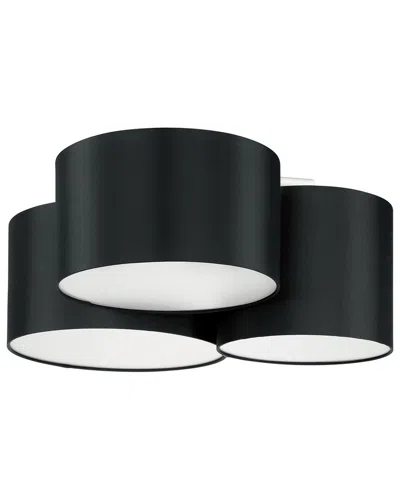 Eglo Pastore 3 Light Ceiling Light With Black Fnish & Black & White Fabric Shades