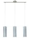 Eglo Pinto Nero 3 Light Linear Pendant With Matte Nickel Finish & White Glass Surrounded By Smoked G