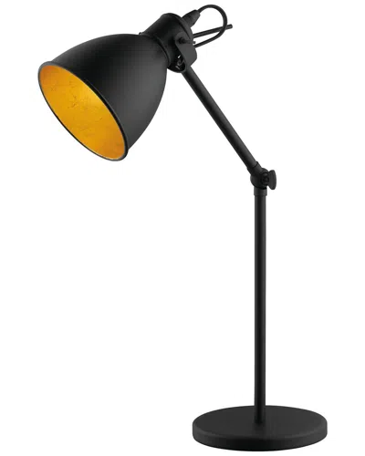 Eglo Priddy 1 Light Desk Lamp With Black Finish & Black & Gold Metal Shade