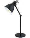 Eglo Priddy 1 Light Desk Lamp With Black Finish & Black & White Metal Shade