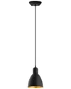 Eglo Priddy 1 Light Mini Pendant With Black Finish & Black & Gold Shade