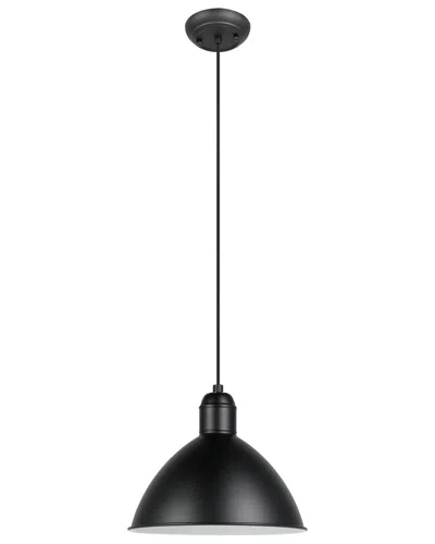 Eglo Priddy 1 Light Pendant Black Finish & Black With White Interior Metal Shade