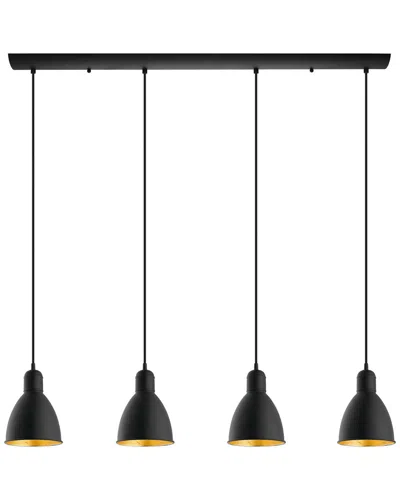 Eglo Priddy 4 Light Linear Pendant With Black Finish & Black & Gold Shades
