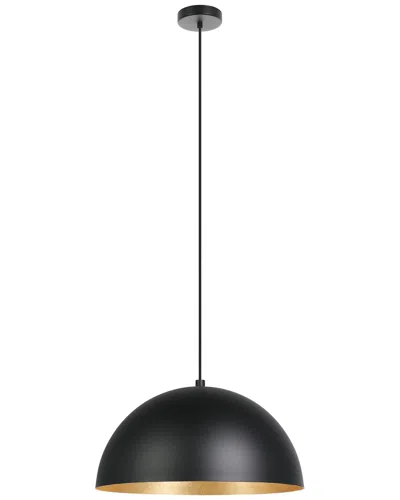Eglo Rafaelino 1 Light Pendant With Black Exterior & Gold Leaf Interior Metal Shade