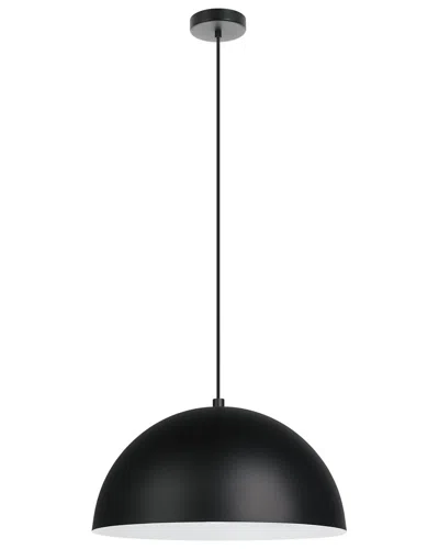 EGLO EGLO RAFAELINO 1 LIGHT PENDANT WITH BLACK FINISH & BLACK & MATTE WHITE METAL SHADE