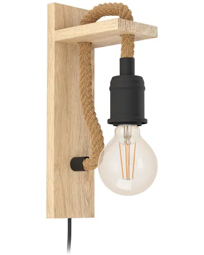 Eglo Rampside 1 Light Open Bulb Wall Light With Natural Wood Finish
