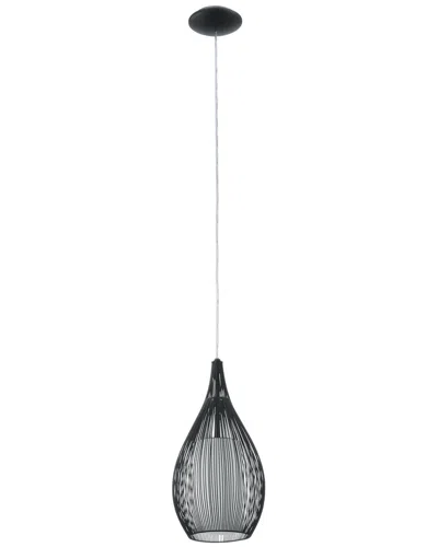 Eglo Razoni 1 Light Pendant With Black Finish & Opal Glass Shade