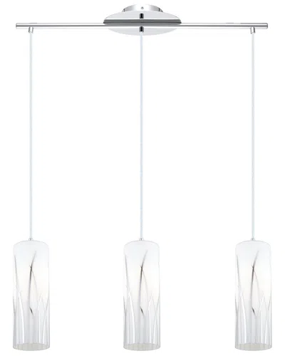 Eglo Rivato 3 Light Linear Pendant With Chrome Finish & White With Chrome Accents Glass Shades