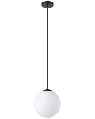 Eglo Rondo 1 Light Pendant With Black Finish & White Glass Shade