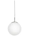 Eglo Rondo 1 Light Pendant With Matte Nickel Finish & Opal Glass