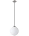 Eglo Rondo 1 Light Pendant With Matte Nickel Finish & White Glass Shade