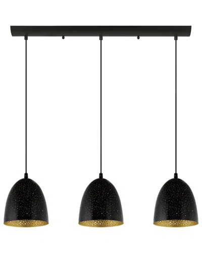 Eglo Safi 3 Light Linear Pendant With Matte Black Finish & Matte Black & Gold Metal Shades