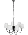 Eglo Smyrna 6 Light Chandelier With Black Finish & Removable White Shades
