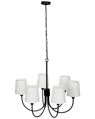 Eglo Smyrna 6 Light Chandelier With Black Finish & Removable White Shades