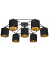 Eglo Staiti 7 Light Ceiling Light With Black Finish & Black With Gold Interior Shades