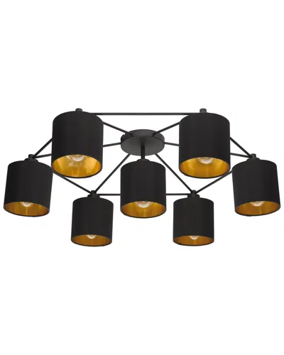 Eglo Staiti 7 Light Ceiling Light With Black Finish & Black With Gold Interior Shades