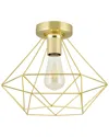 Eglo Tarbes 1 Light Open Frame Geometic Ceiling Light With Brushed Brass Finish