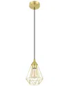 Eglo Tarbes 1 Light Open Frame Geometric Mini Pendant With Brushed Brass Finish & Black Acccents