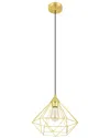 Eglo Tarbes 1 Light Open Frame Geometric Pendant With Brushed Brass Finish & Black Acccents