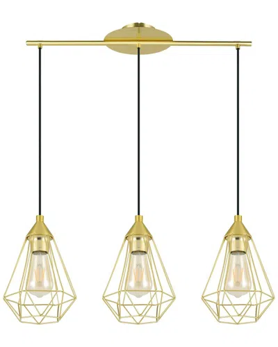 Eglo Tarbes 3 Light Linear Pendant With Brushed Brass Finish With Black Accents