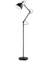 Eglo Thornford 1 Light Floor Lamp With Black & Chrome Finish With Black With White Interior Shade