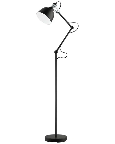 Eglo Thornford 1 Light Floor Lamp With Black & Chrome Finish With Black With White Interior Shade