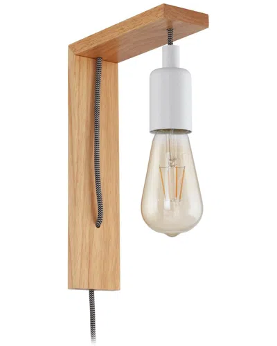 Eglo Tocopilla 1 Light Wall Light With Natural Wood Finish & White Accents