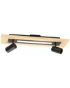 Eglo Torrestralle 2 Light Fixed Track Light With Wood & Black Finish With Adjustable Lamp Heads & Ce