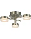 Eglo Transton 3 Light Integrated Led Ceiling Light With Brushed Nickel Finish & Satin Acrylic Shades