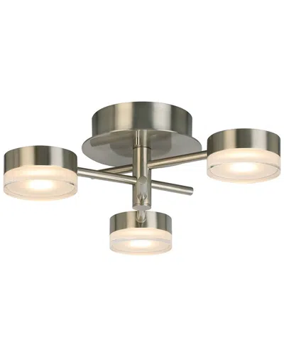 Eglo Transton 3 Light Integrated Led Ceiling Light With Brushed Nickel Finish & Satin Acrylic Shades