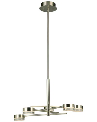 Eglo Transton 5 Light Integrated Led Chandelier With Brushed Nickel Finish & Satin Acrylic Shades