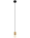 Eglo Turialdo 1 Light Open Bulb Pendant With Natural Wood & Black Finish